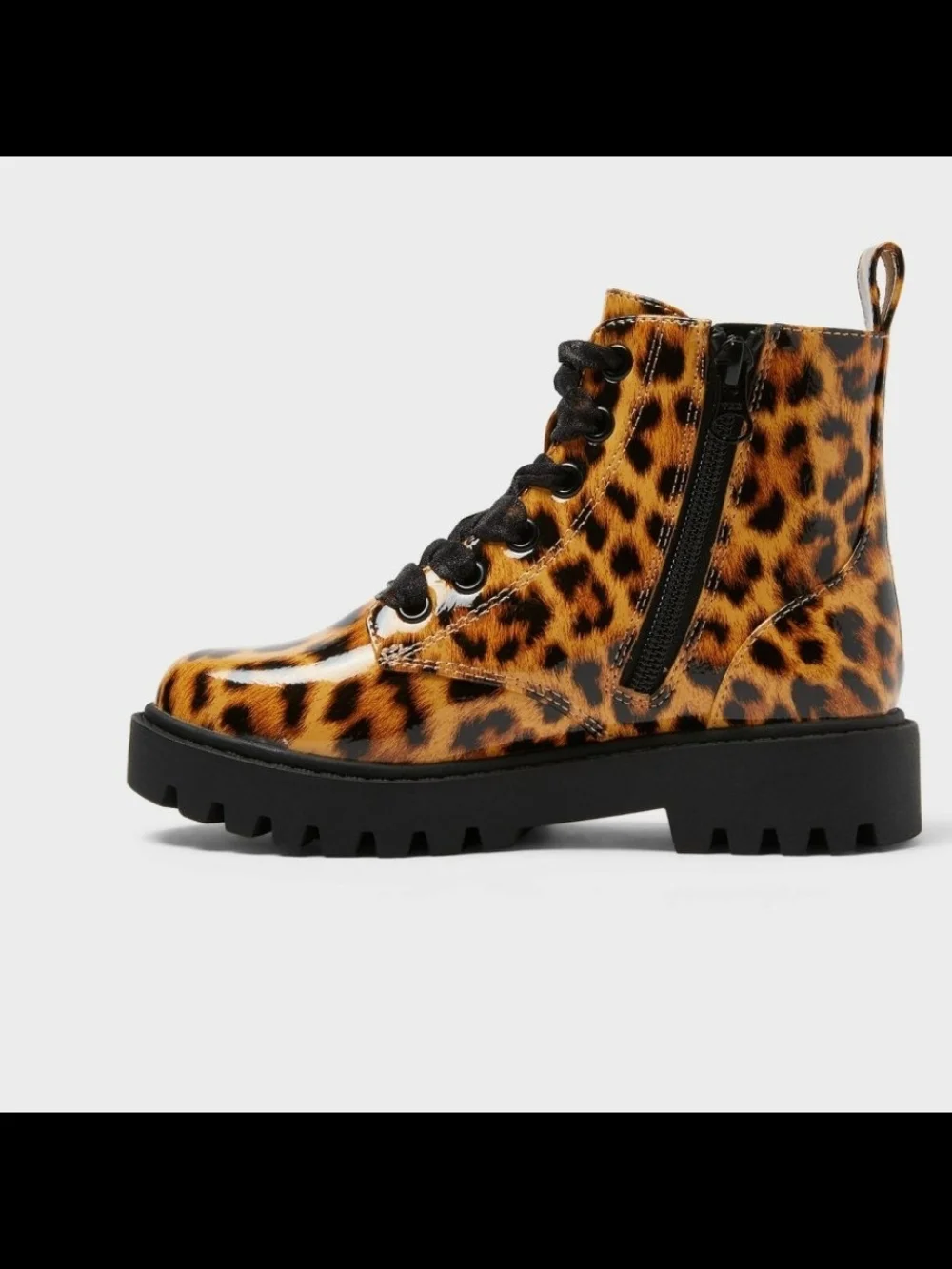 art class Leopard Print Lace-Up Kids Boots - Kayden Black Sole